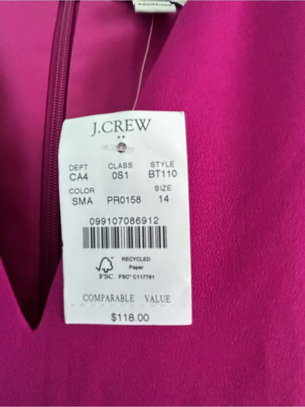 J. Crew Bright Magenta Sleeveless Dress - Picture 4 of 4